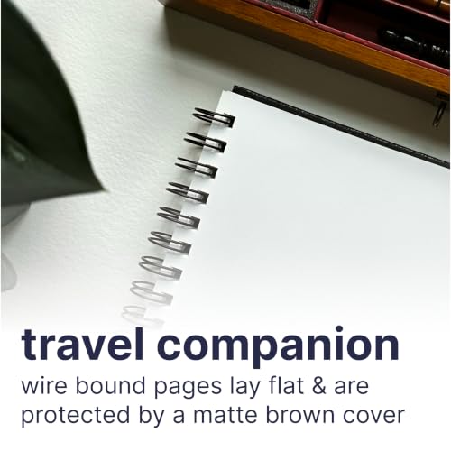 Image of Strathmore 400 Series Drawing Paper Art Book, Matte Brown Cover, Cream White, Side Wire Binding, 48 Sheets, 5.5x8.5 inch