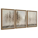 Urmoya 3 Pieces Abstract Forest Tree Canvas Wall Art, Grunge Landscape Tree Wall Decor, Modern Art Decorative Nordic Painting Picture Prints for Living Room Hallway Office 12x16 In Wood Framed