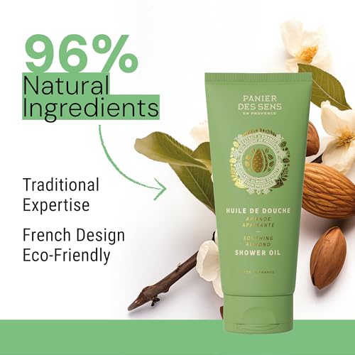 Image of Panier des Sens Sweet Almond Body Wash, French Shower Gel, 6.8 fl oz | Vegan Body Wash | 96% Natural-Origin Ingredients | Gentle Daily Cleansing | Long-Lasting Fragrance | Soft Skin Feel