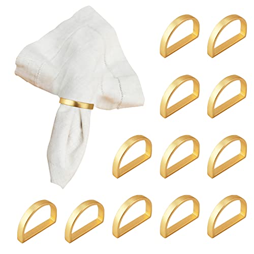 12St Serviettenringe aus Metall, Elegante Serviettenschnallen Serviettenschnallen für Tischdekoration Valentinstag Ostern Hochzeit Weihnachten Abendessen Party (Gold)