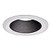 HALO 6109BB E26 Series Recessed Lighting Tapered Baffle with Self Flanged White Trim Ring, 6 In, Black