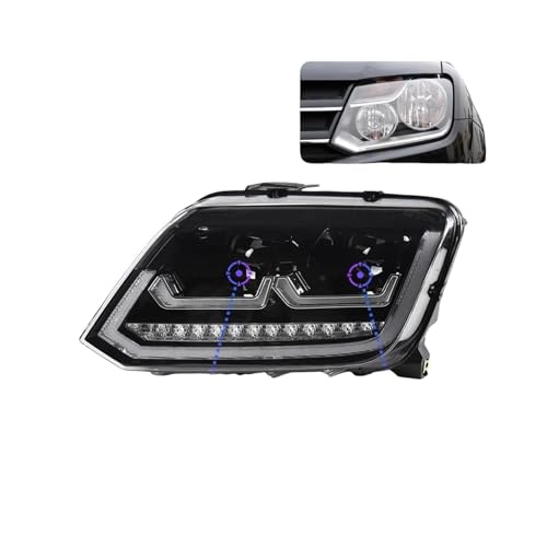 EVJOSQDI Luces de coche compatibles con faros LED VW 2010-2020 AMAROK, faro delantero DRL, lente de proyector de señal dinámica, accesorios automotrices(LHD)