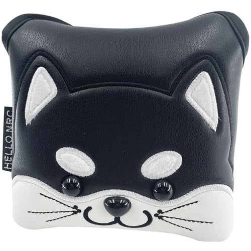 Gbourly Golf Club Heel Shaft Square Mallet Putter Cover Akita Dog PU Leather Headcover with Magnetic Closure