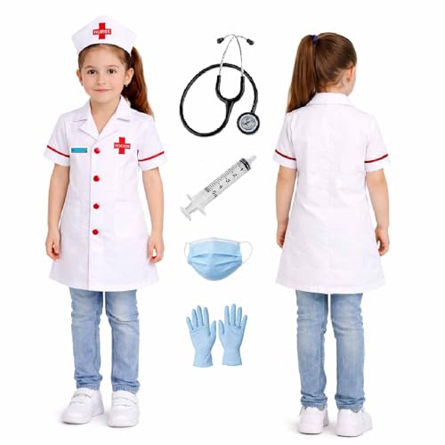 Image of Kids Doctor Coat and Nurse Dress Set for Boys & Girls | Fancy Dress Costume | School Competition Role Play Outfit