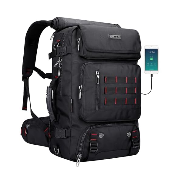 WITZMAN Carry on Travel Backpack for Men Women Airline Approved Convertible Nylon Duffle Backpack Luggage Bag (B682 Black)