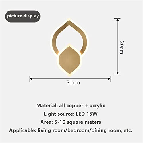 Lámpara de pared oro LED de 15W regulable para pasillo y salón modernos 7