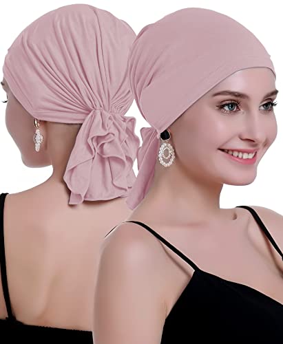 Osvyo Bamboo Chemo Headscarf For Women Hair Loss - Cancer Slip On Headwear Turbans Sealed Packaging Red Blue Blush #TOP2