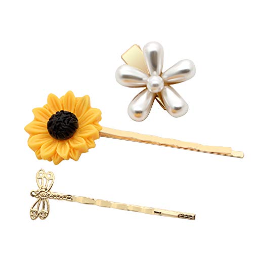 Clips for Hairs Pearls Hair Clips for Women Girls Decorative Hair Accessories for Wedding Bridal Bridesmaid (Sunflower)