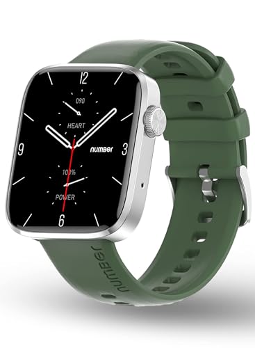Image of NUMBER Dialfit Pro Max Bluetooth Calling Smart Watch, 1.91 inch Large Edge-to-Edge Display, Always On, 600 Nits Brightness,Heart Rate, Blood Pressure, SPO2, IP68, 7 Days Battery, Metallic Body (Green)