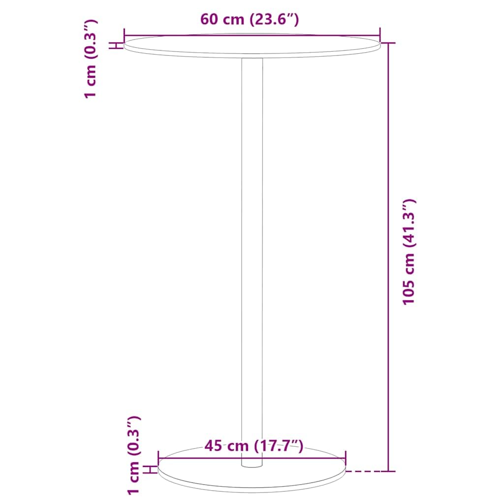 Hothingwell Czarny okrągły stół ogrodowy Ø60x105 cm ze stali malowanej proszkowo, wytrzymały i stabilny do codziennego użytku na zewnątrz, nowoczesny design na kawę lub aperitif z rodziną lub