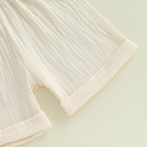 Image of Thorn Tree Toddler Girl Clothes Summer Ruffle Hem Sleeveless Stretchy Top Casual Shorts Cotton Line Outfits
