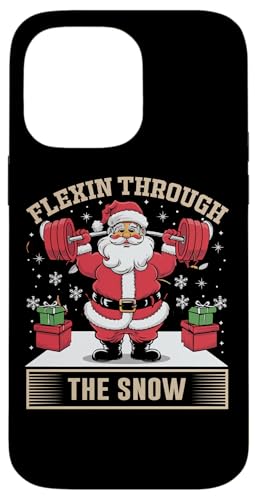 Flexin Through The Snow フェスティブ サンタ リフティング スマホケース iPhone 14 Pro Max 用