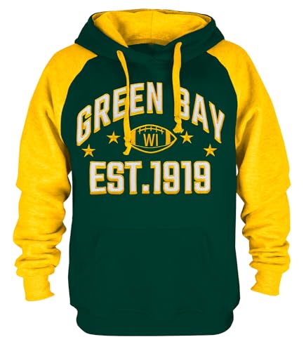 CLORPEAK Mens City Fully Embroidery Soft Cotton Classic Sweatshirt Hoodie - Gb Green L
