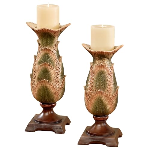 Sunset Palm Candleholders Multi Earth Set of Two