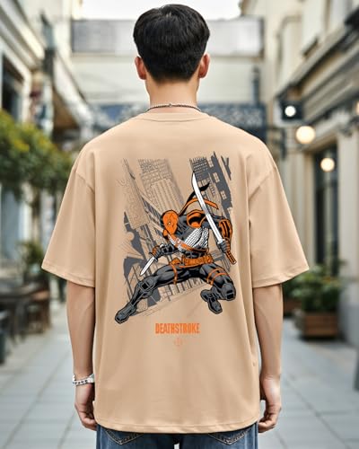 Image of Bewakoof Men's Cotton Graphic Print Oversized Fit Half Sleeve Round Neck T-Shirt | Casual Wear | Street Wear | Oversized t Shirt for Men Cotton | Baggy