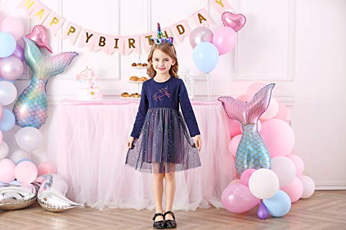 DXTON Toddler Girls Tutu Dresses Winter Long Sleeve Party Outfits 2-12T LH4993BB2