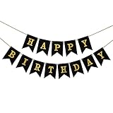 誕生日 飾り 飾り付け ガーランド バースデーガーランド HAPPY BIRTHDAY フラッグ 壁 サプライズ パーティ (HAPPY BIRTHDAY-黒)