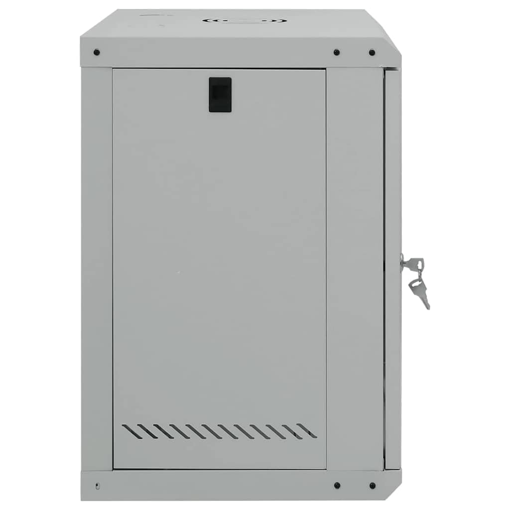 Armadietto di rete da 19 pollici, da parete, 53 x 45 x 60 cm, in acciaio, con porta in vetro, grigio