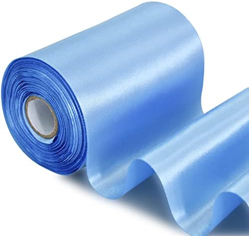 4 Inch x 22 Yards Royal Blue Wide Satin Ribbon Large Solid Fabric Ribbons for Car Wedding Party Decoration Cutting Ceremony Kit Grand Opening Chair Sash Gift Wrapping Floral Craft Hair Sewing