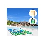 Portátil y fácil de guardar：La esterilla puede guardarse en una bolsa ligeramente más grande que un teléfono móvil estándar.La esterilla de playa es muy ligera, sólo pesa 0,3 kg.