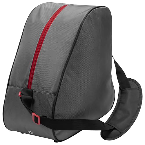 Navaris Bolsa para Botas de Esquí - Bolso para Botas de Esquí de Hombre y Mujer con Forro Reforzado - Funda Botas Ski con Bolsillo Cremallera y Correa para el Hombro - Rojo/Gris