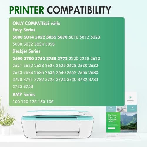 Image of 65XL 65 Black 3755 Ink Cartridges Combo Pack Replacement for HP 65XL Black Ink Cartridge for HP Printer DeskJet 3755 2600 3772 3700 Envy 5055 5000 AMP 100 Series (2 Pack Black*2)