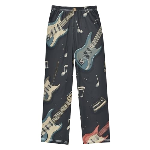 Rock Guitar Music Boys Long Pants Soft Trousers Elastic Waist Kids Lounge Bottoms with Pockets S-XL2