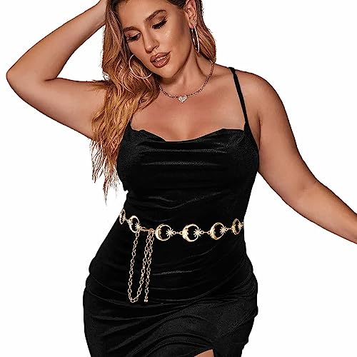 Glamorstar Chain Belts for Women Hollow Metal Waist Chain Belts Dress Belt for Her2