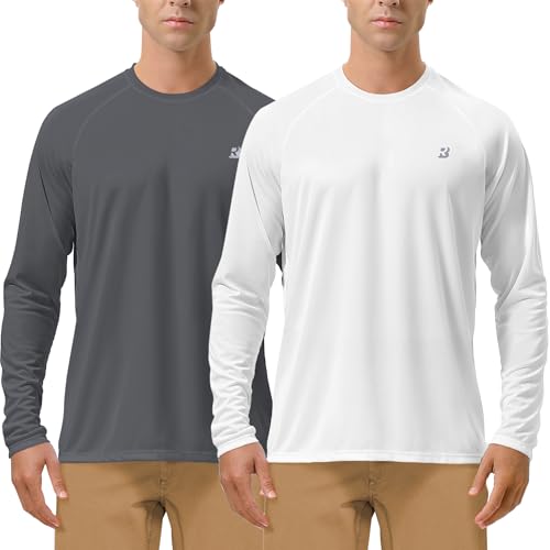 Image of Roadbox Mens UPF 50+ UV Sun Protection Shirts Outdoor Long Sleeve SPF Rash Guard for Fishing Hiking Swimming Running