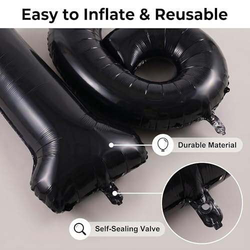 Image of YPSelected 32 Inch Large Foil Helium Number Balloon Birthday Wedding Party 0-9 (Black, 6)