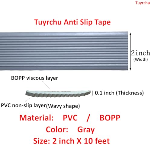 Image of Anti Slip Tape 2 Inch Wide, Waterproof Grip Adhesive Heavy Duty High Traction Friction for Indoor /Outdoor Steps (10 Ft /Gray).