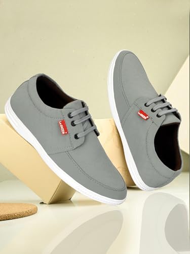 Image of Le Greem Men's Casual Lace-Up Shoes | Lightweight Synthetic Upper | Stylish & Comfortable Sneakers with Anti-Slip Sole - Black