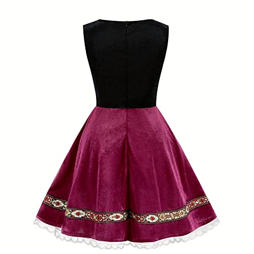 HAPNBCELE Womens Oktoberfest Costume, German Dirndl Dress Traditional Bavarian Costume Beer Carnival Outfit Slim Fit