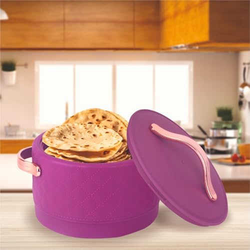 Image of Thavor Stainless Steel 2000Ml Casserole|Advanced Pu Insulation|Elegant Design Insulation|Keeps Food Hot&Fresh For Long Hrs|Chapati,Roti,And More (Brown)