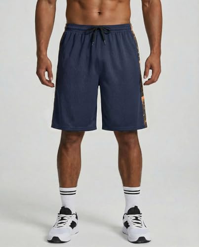 Image of Real Essentials 5 Pack: Men's 9 inch Mesh Shorts - Athletic Gym, Workout, Basketball, Running, Casual Lounge Activewear Pockets