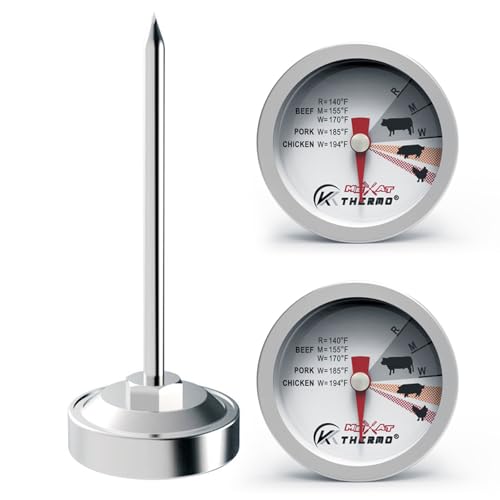 KT THERMO Steak Thermometer, Poultry Chichen Meat BBQ Grill in Oven, Instant Read, Mini Button Prob,Washable, 2pcs Set