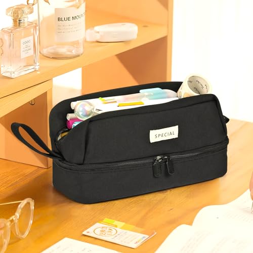 Image of MAMUNU Pencil Case Large Capacity, Pencil Case Aesthetic, Pencil Case Pen Pouch with Zipper Compartments Portable Handle, Pencil Pouch for School Office College Teen Girls Boys Adults Students