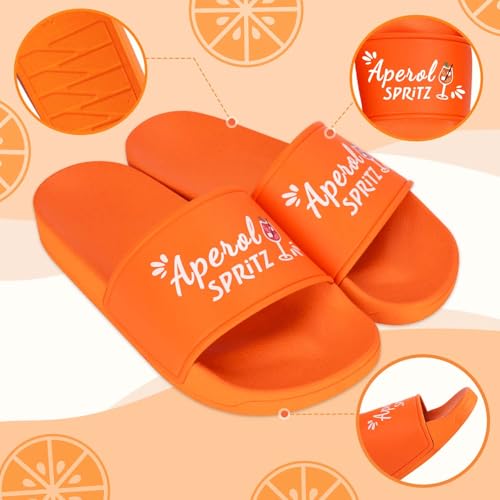 Aperol Badelatschen, Schlappen für Herren & Damen, Lustige Hausschuhe, Aperol Spritz Motiv Badelatschen, Badeschuhe für Aperol Spritz Liebhaberinnen und Aperol Fans, Urlaubsschlappen, JGA Geschenk
