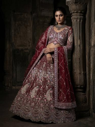 Image of Lehenga choli For Womens and Girls Soft Butterfly Net Lehenga Choli with Coding Sequins Work Dupatta | Semi Stitched Designer Ethnic Set