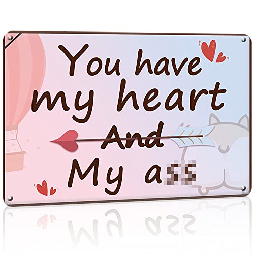 Valentines Day Gift Funny Sign for Husband Boyfriend From Girlfriend Wife, Metal Sign Gifts for Valentines Day Wedding Anniversary Birthday, Couple Pendent, 12x8 Inches Aluminium Sign Gifts for Women Men Her Him Wedding