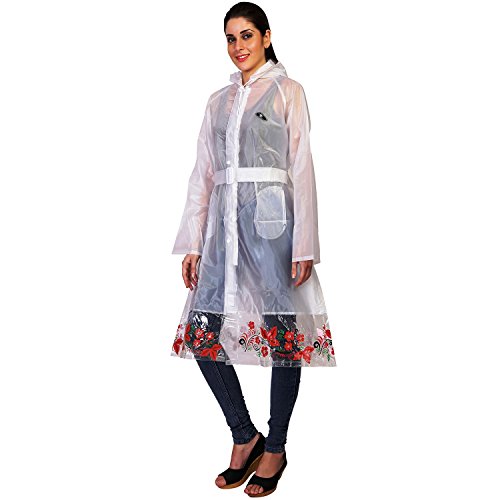 ZEEL Women's Translucent PVC Raincoat_RW201WHT_White_L Amazon.in