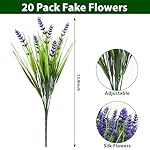 20 Bundles Artificial Plants Outdoor, UV Resistant Fake Flowers， Realistic Faux Lavender Shrubs for Porch Garden Window Box Home Decoration (Purple) - Image 3