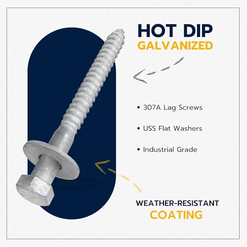 1/2 x 5 (25 Pack) Lag Screw Kit, 25 Screws and 25 washers, Hot Dip Galvanized, Meets ASME B18.2.1 Industrial/Commercial Grade by Makers Bolt by MAKERS BOLT - Image 3