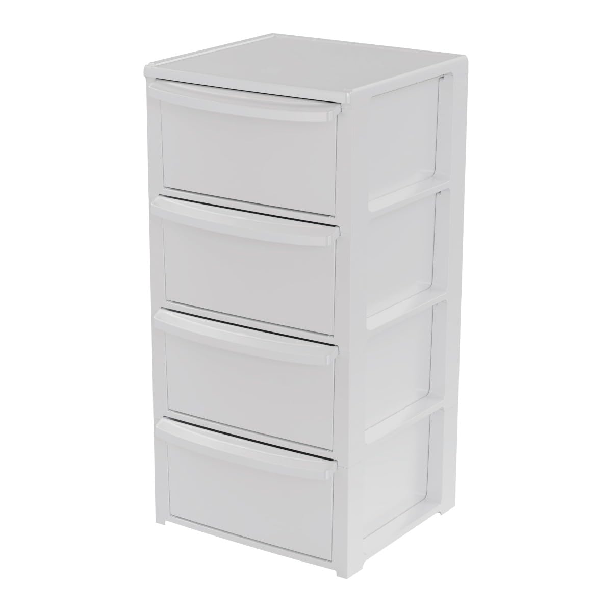 Art Plast - Cassettiera a 4 cassetti bianco - Mobile portaoggetti camera da letto, ufficio, lavanderia - Torre portaoggetti 39 x 38,5 x 80,5 cm
