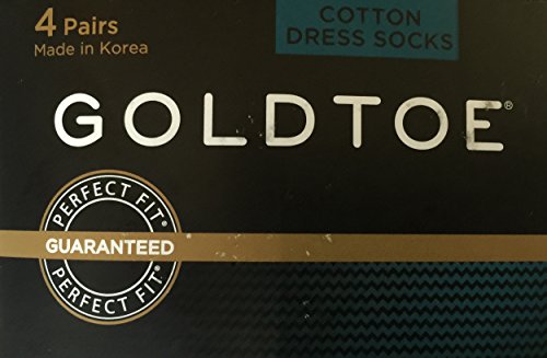 Gold Toe Mens Cotton Ribbed Dress Socks 4 Pack, Dark Assorted, Size 6-12.53