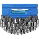 VORXEON 32Pcs SAE and Metric Allen Hex Bit Socket Set, 50BV30 CR-V Drive Socket and S2 Alloy Steel Bit with Storage Case, 2MM-19MM & 5/64'' - 3/4'', 3 Sizes 1/4 3/8 1/2 Inch (VOR016)
