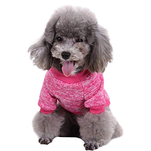 Image of (M, Rose) - Pet Dog Classic Knitwear Sweater Warm Winter Puppy Pet Coat Soft Sweater Clothing For Small Dogs