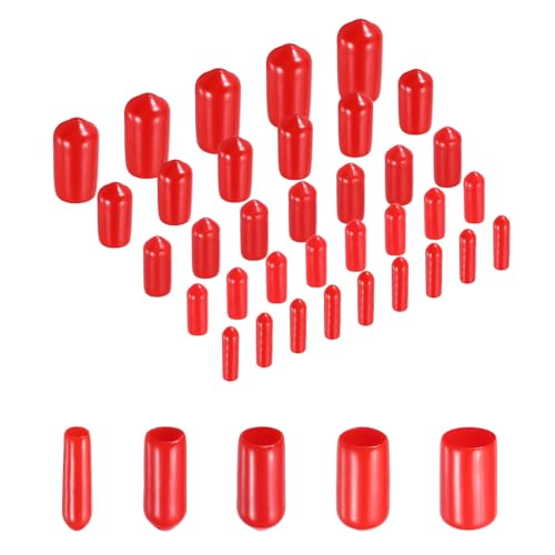 uxcell Round Rubber End Caps 3mm 4mm 5mm 6mm 7mm Red 50pcs