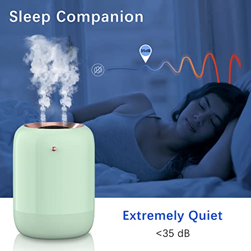 Miohkona Portable Desktop Humidifiers, 500Ml Mini Cool Mist Humidifier, 1800Mah Minimalist Humidifier For Office Bedroom Plants Car Baby Room, Powerful Humidifier Small For Dry Air Relief (Green) #TOP3