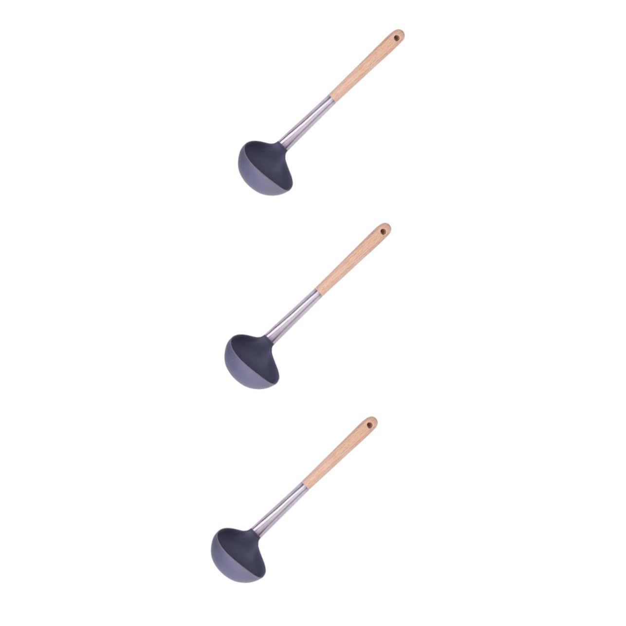 ABOOFAN 3 Stück Edelstahl Löffel Edelstahl Löffel Küchenkelle Weihnachts Stuffies Für Die Einweihungsfeier Mit Langem Griff Ergonomischer Griff Holzgriff Antihaft